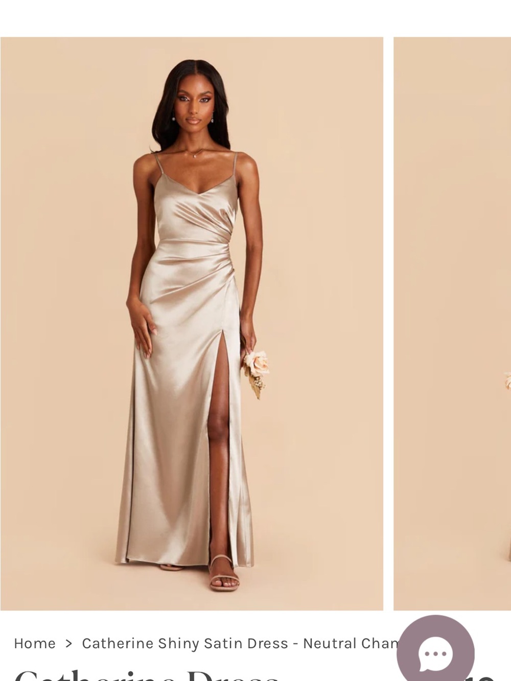 Birdy Grey Champagne Satin One-Shoulder Slit Gown